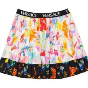 Versace Kids Jardin printed pleated skirt